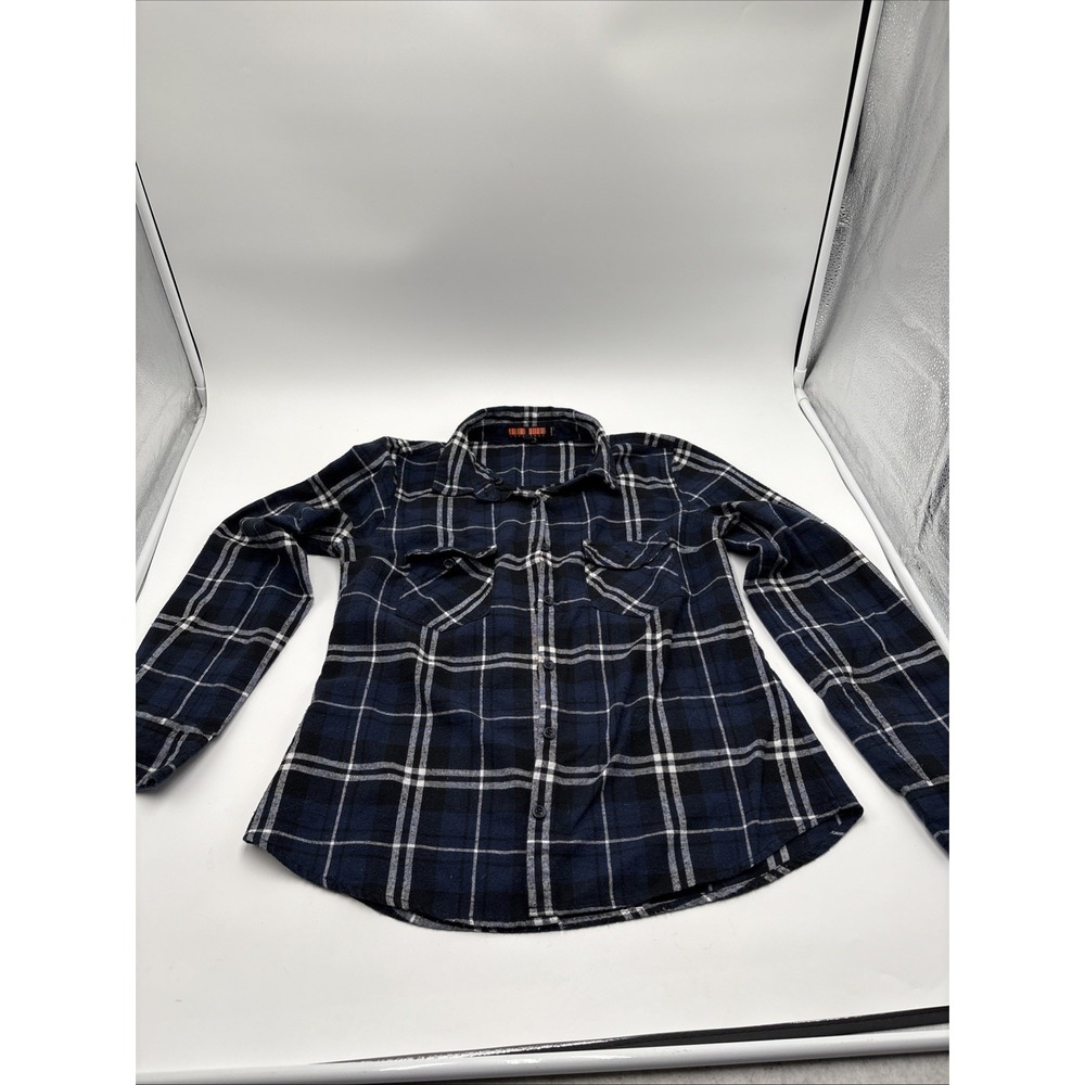 Love Tree Flannel Button Down Shirt‎ Size Medium Blue Long Sleeve Mens